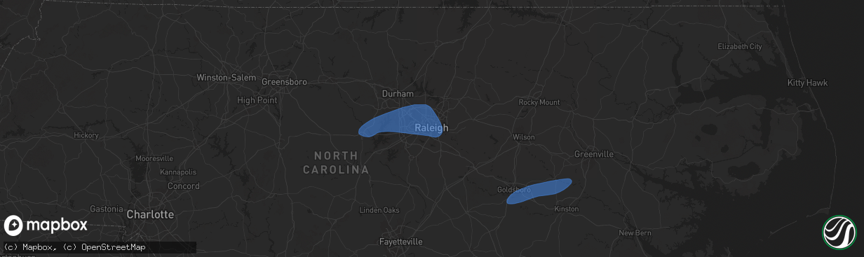 Hail Map in Raleigh, NC on February 16, 2025 HailTrace
